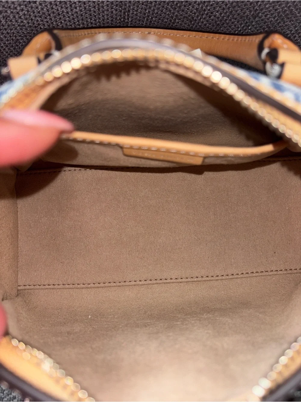Tory Burch T Monogram Denim Mini Barrel Bag